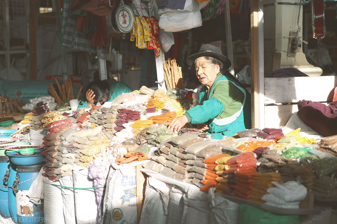 San Pedro Especias Foto von Gewürze auf dem Markt San Pedro in Cusco
