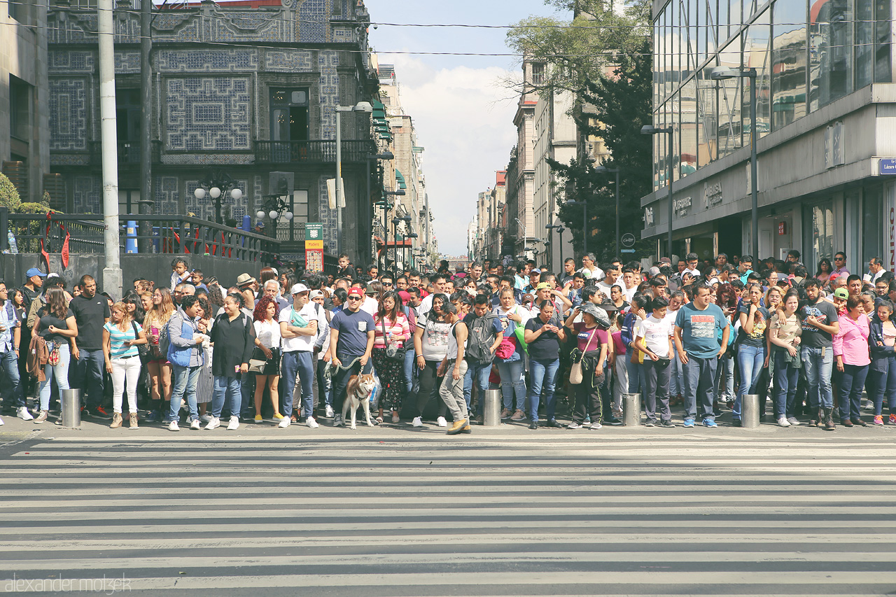 Foto von Bustling street life against historic architecture in the vibrant heart of Cuauhtémoc, Mexico City.