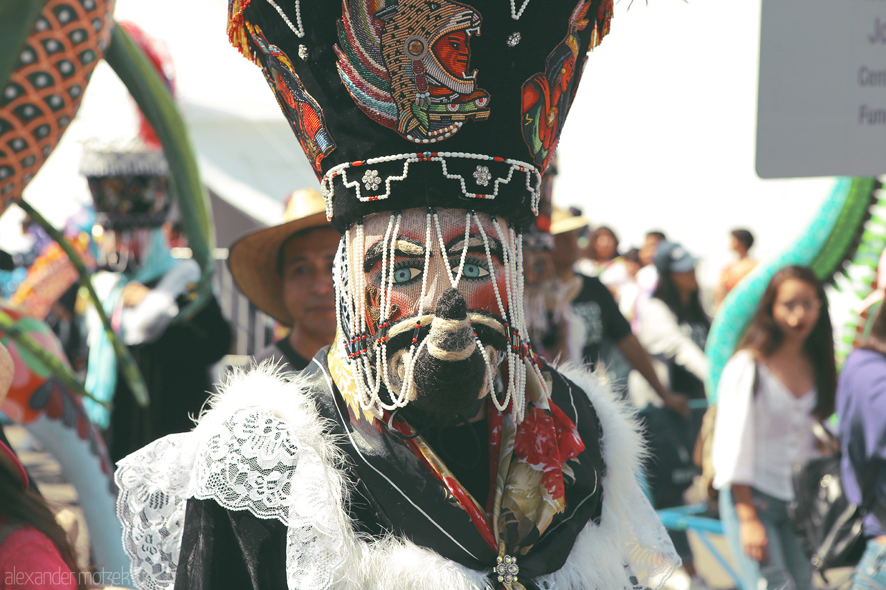 Foto von Traditional festivity in Cuauhtémoc, Mexico City, with vibrant costumes and masks.