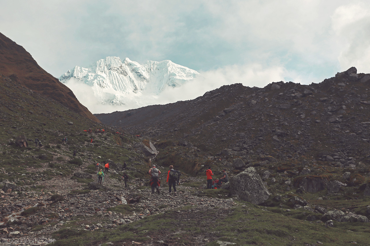 Foto von Blick auf den Salkantay mit Gletschern auf dem Weg nach Machu Picchu